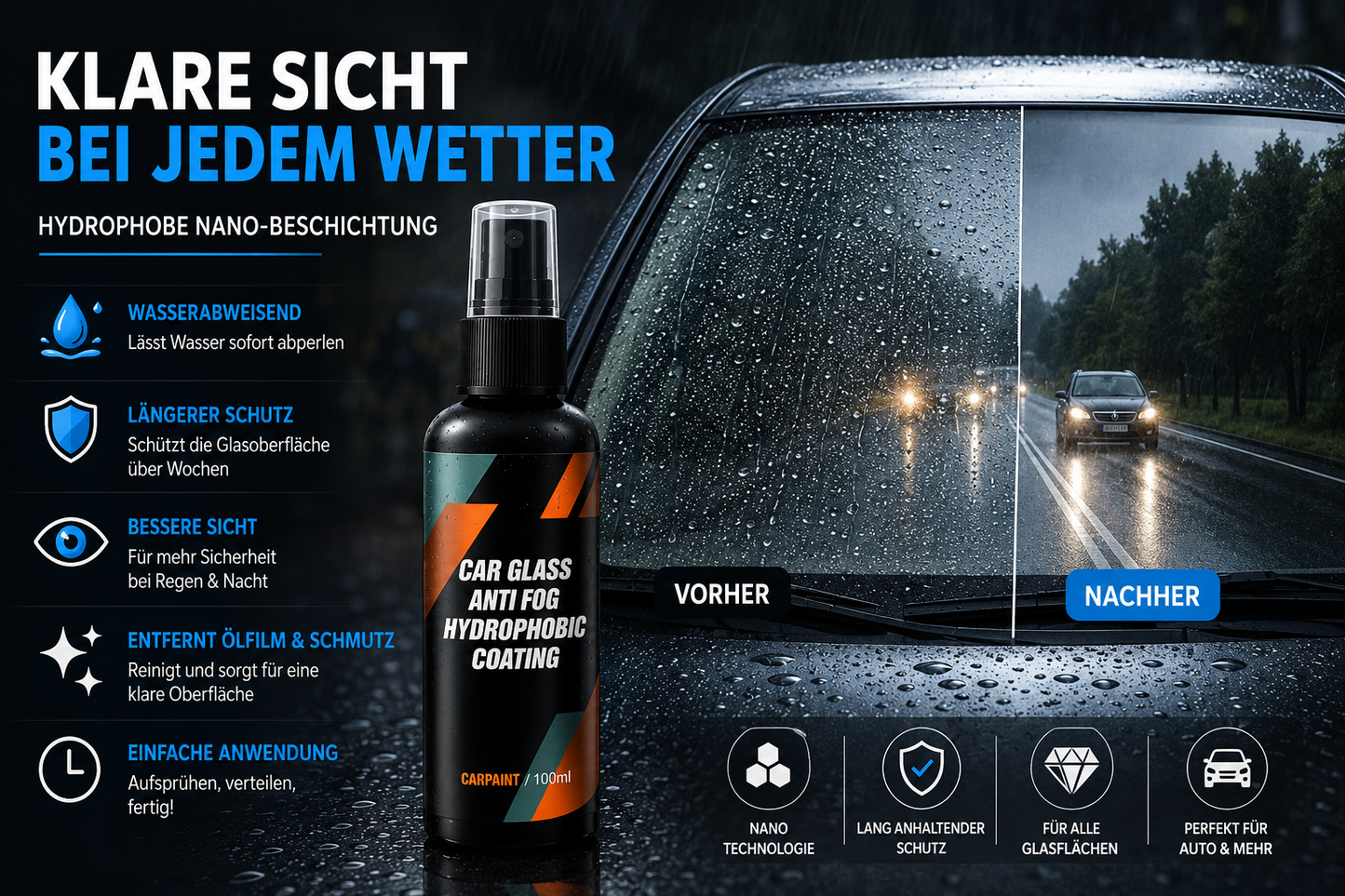 NanoShield™ | Klare Sicht Bei Jedem Wetter